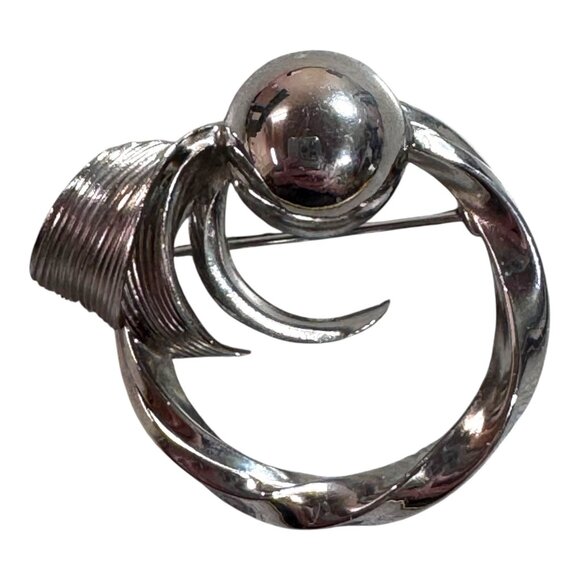Vintage Sarah Coventry Silver-Tone Abstract Circular Brooch Pin Jewelry NOS - Picture 2 of 7